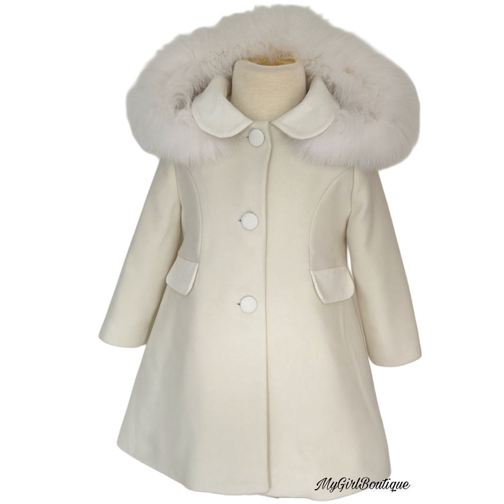 Bimbalo - Traditional Coat With Fur Hood - Cream main image 1