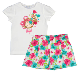 Mayoral - Jade & Fuchsia Floral Short Set