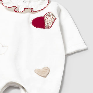 Mayoral - Baby Girls Ivory & Cherry Red Baby Grows