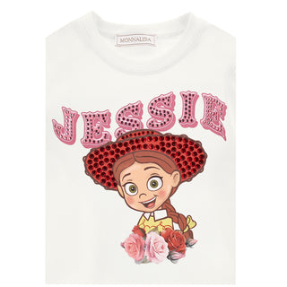 Monnalisa - Girls Jessie White Top & Denim Skirt Set
