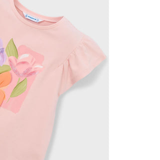 Mayoral - Girls Blush Top & Floral Short Set