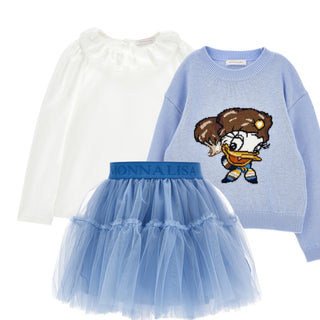 Monnalisa - Daisy Duck Top, Jumper & Skirt Three Piece Set Blue