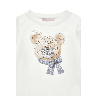 Monnalisa - Girls Caramel Teddy Bear Top & Skirt Set