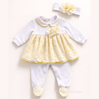 Bimbalo - Baby Girls Lemon Floral Two Piece & Headband