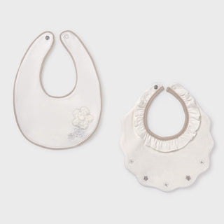 Mayoral - Baby Girls Ivory Flower Bibs