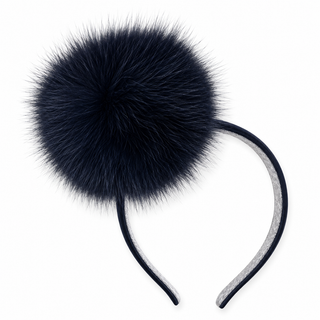 Bimbalo - Girls Navy Fur Pom Hairband