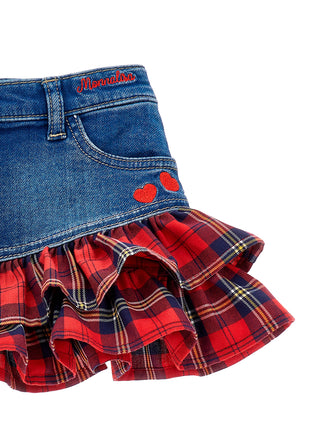 Monnalisa - Minnie Mouse Tartan Denim Skirt Set