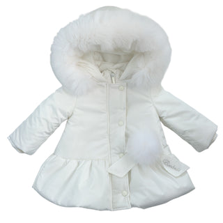 Bimbalo - Girls Ivory Padded Coat With Detachable Fur