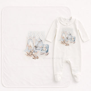 Jamiks - Baby Boys Bunny Baby Grow & Blanket Set