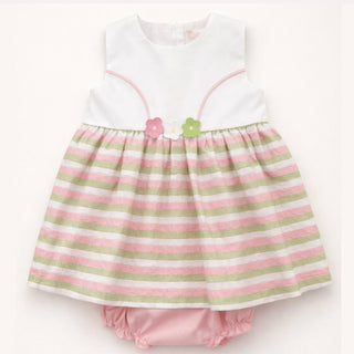 Ninnaoh - Girls Striped Dress & Bloomer Set
