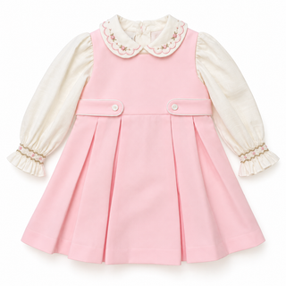 Pretty Originals - Girls Pink Pinafore Dress & Shirt Set