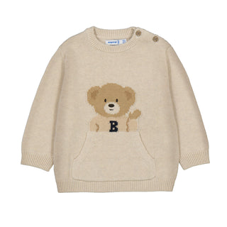 Mayoral - Boys Navy & Beige Teddy Bear Three Piece Trouser Set