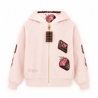 Daga - Chocolate Teddy Pink Zip Up Hoodie