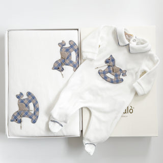Bimbalo - Boys Rocking Horse Baby Grow & Blanket Set