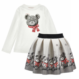 Monnalisa - Girls Teddy Bear Red Skirt Set
