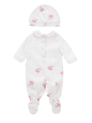 Monnalisa - Baby Girls Roses Baby Grow & Hat