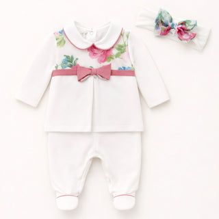 Ninnaoh - Baby Girls Floral Two Piece & Headband