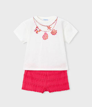 Mayoral - Girls Seashell Top & Ruffle Short Set