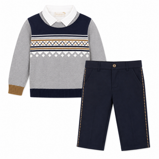 Bimbalo - Boys Knitted Jumper, Shirt & Trouser Set
