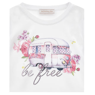 Monnalisa - Girls Garden Party Be Free Top & Denim Skirt Set