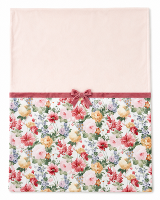 Ninnaoh - Baby Girls Pink Floral Velvet Bow Blanket