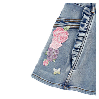 Monnalisa - Girls Garden Party Be Free Top & Denim Skirt Set