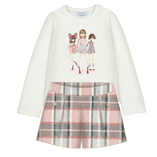 Mayoral - Girls Silver & Makeup Pink Short Set