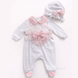 Bimbalo - Baby Girls Pink Floral Baby Grow & Hat