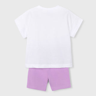 Mayoral - Girls Dolce Vita Fruit Print Top & Lilac Cycle Shorts