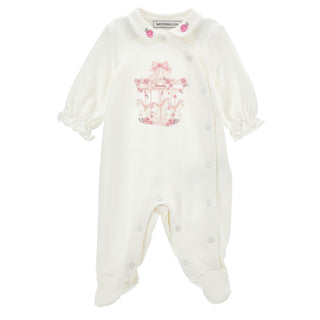 Monnalisa - Baby Girl Carousel Cream Baby Grow
