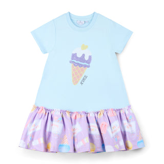 A Dee - Girls Pastel Parlour Jersey dress with ice cream frill