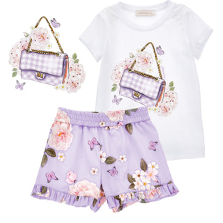 Monnalisa - Lilac Butterfly Print Short Set