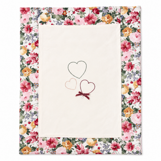 Ninnaoh - Baby Girls Cream Floral Heart Blanket