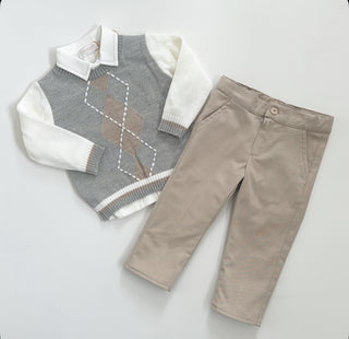 Bimbalo - Boys Tan Three Piece Trouser Set