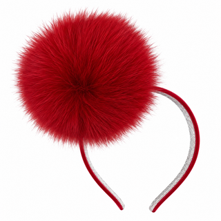 Bimbalo - Girls Red Fur Pom Hairband