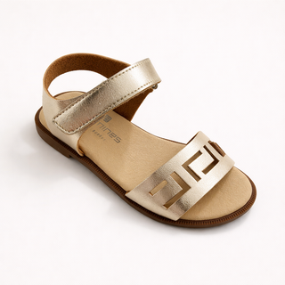 Andanines - Gold Leather Cut Out Sandals