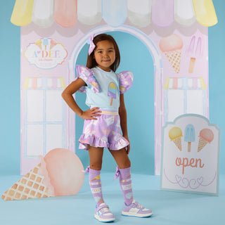 A Dee - Girls Pastel Parlour Ice Cream Print Short Set