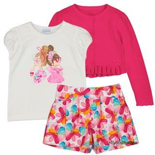 Mayoral - Girls Magenta Three Piece Short Set