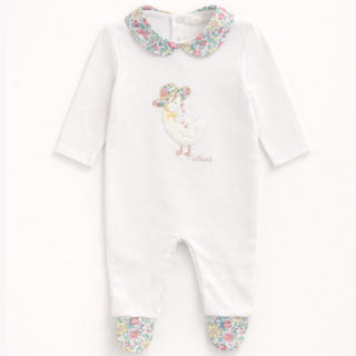 Ninnaoh - Baby Girls Lemon Floral Duck Baby Grow