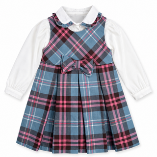 Bimbalo - Blue & Pink Tartan Pinafore Dress