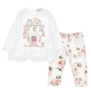 Monnalisa - Girls Pink Teddy Bear Legging Set