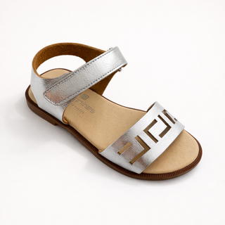Andanines - Silver Leather Cut Out Sandal