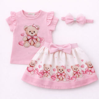 My Girl Boutique - Girls Pink Teddy Bear Skirt Set