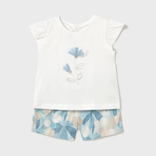 Mayoral - Baby Girls Sky Flower Top & Printed Short Set