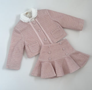 Bimbalo - Girls Pink Jacket Shirt & Skirt Set