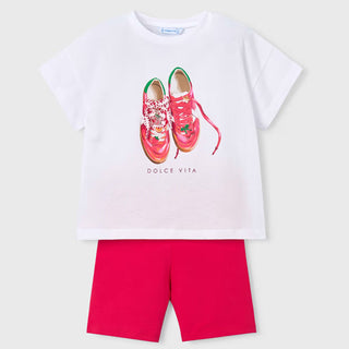 Mayoral - Girls Dolce Vita Fruit Top & Red Cycle Short Set