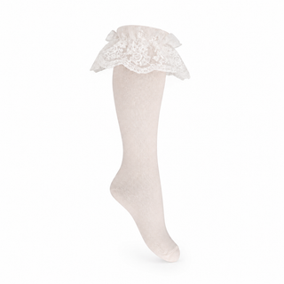 Daga - Lace & Grace Cream Lace Knee High Socks