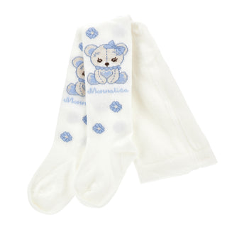 Monnalisa - Girls Blue Teddy Bear Skirt Set & Tights