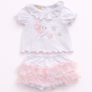 Bimbalo - Baby Girls Pink Bee Top & Frill Bloomers Set
