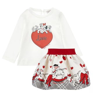 Monnalisa - Dalmatian Heart Top & Skirt Set